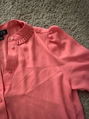 J.Crew Coral Pink Pleated Collar Button-Front Blouse